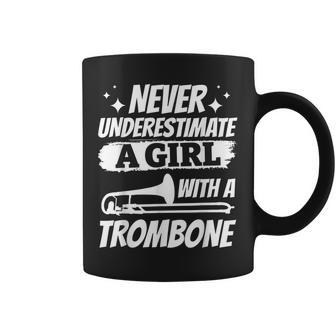 Never Underestimate A Girl With A Trombone Instrument Player Coffee Mug | Mazezy