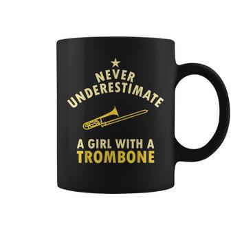 Never Underestimate A Girl With A Trombone Trombonist Youth Coffee Mug | Mazezy