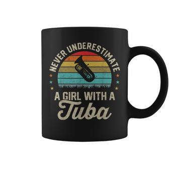 Never Underestimate A Girl With A Tuba Player Marching Band Coffee Mug | Mazezy