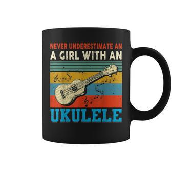 Never Underestimate A Girl With A Ukulele Music Gift For Womens Coffee Mug - Seseable
