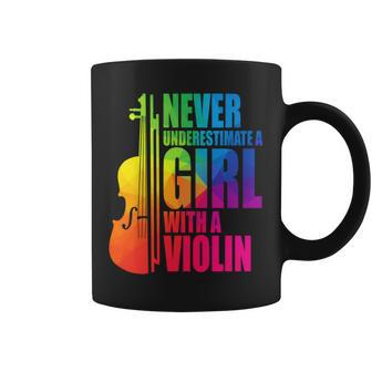 Never Underestimate A Girl With A Violin Music Violin Player Violin Funny Gifts Coffee Mug | Mazezy