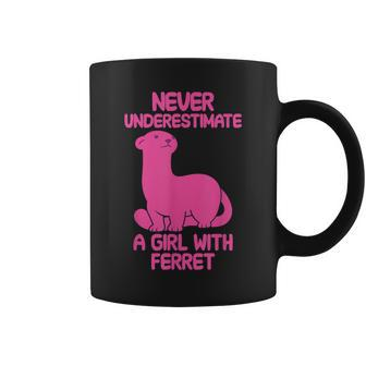 Never Underestimate A Girl With Ferret Funny Quote Saying Coffee Mug | Mazezy