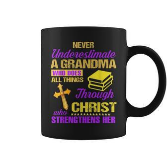 Never Underestimate A Grandma Who Does All Things Christian Gifts For Grandma Funny Gifts Coffee Mug | Mazezy