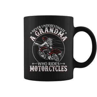 Never Underestimate A Grandma Who Rides Motorcycles Gifts For Grandma Funny Gifts Coffee Mug | Mazezy