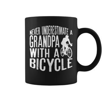 Never Underestimate A Grandpa With A Bicycle Cool T Gift For Mens Coffee Mug - Seseable