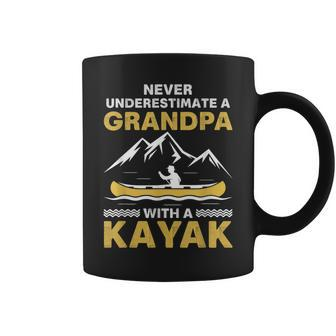 Never Underestimate A Grandpa With A Kayak Cool Dad Kayaking Grandpa Funny Gifts Coffee Mug | Mazezy UK