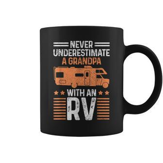 Never Underestimate A Grandpa With An Rv Motorhome Camper Gift For Mens Coffee Mug | Mazezy