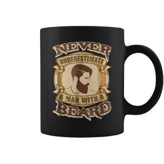 Never Underestimate A Man With A Beard Funny Mens Coffee Mug | Mazezy