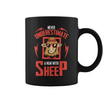 Never Underestimate A Man With Sheep Shepherd Gift Sheep Gift For Mens Coffee Mug | Mazezy