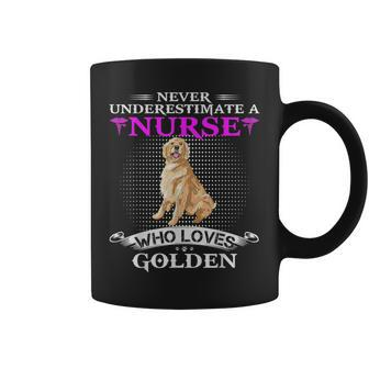 Never Underestimate A Nurse Who Loves Golden Retriever Funny Coffee Mug - Seseable