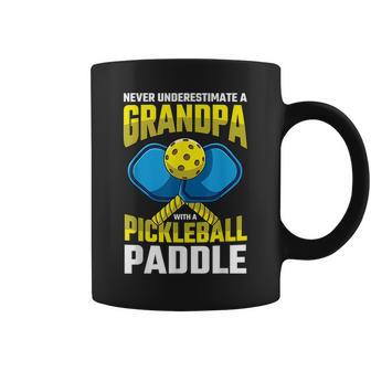 Never Underestimate A Pickleball Grandpa Player Funny Gift For Mens Coffee Mug - Seseable