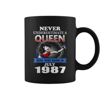 Never Underestimate A Queen Born In July 1987 Coffee Mug - Seseable