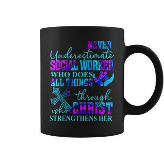 Never Underestimate A Social Worker Who Does All Things Coffee Mug | Mazezy