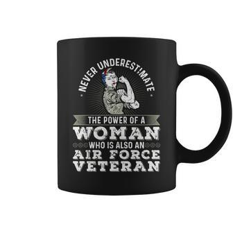 Never Underestimate A Woman Air Force Veteran Soldier Coffee Mug - Seseable