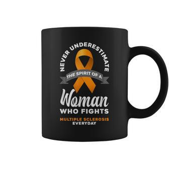 Never Underestimate A Woman Fights Multiple Sclerosis Gift For Women Coffee Mug | Mazezy