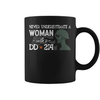 Never Underestimate A Woman With A Dd214 Veterans Day Gift Coffee Mug - Seseable