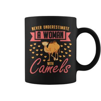 Never Underestimate A Woman With Camels Dromedary Gift Camel Coffee Mug | Mazezy