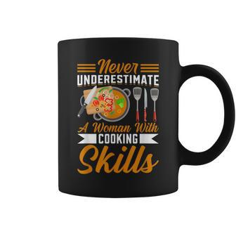 Never Underestimate A Woman With Cooking Skills I Cooking Coffee Mug | Mazezy