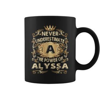 Never Underestimate Alyssa Personalized Name Coffee Mug - Seseable