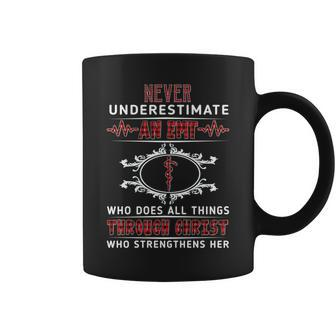 Never Underestimate An Emt Who Does All Things Through Coffee Mug - Seseable