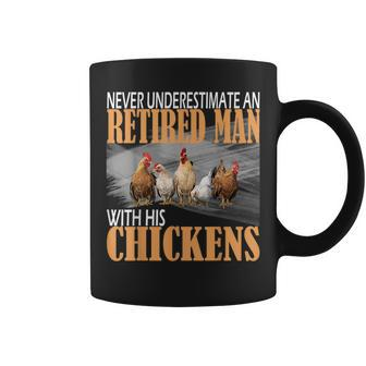 Never Underestimate An Old Chicken Farmer In Retirement Gift Retirement Funny Gifts Coffee Mug | Mazezy