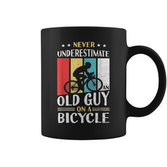 Never Underestimate An Old Guy On A Bicycle Bike Cyclist Coffee Mug - Seseable