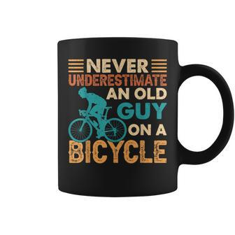 Never Underestimate An Old Guy On A Bicycle Cycling Quotes Quotes Coffee Mug | Mazezy