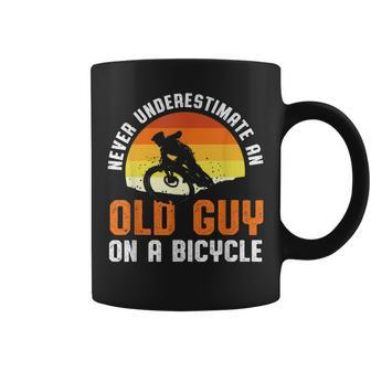 Never Underestimate An Old Guy On A Bicycle Funny Riders Dad Coffee Mug - Seseable