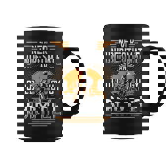 Never Underestimate An Old Guy On A Bicycle Old Guy Bike Gift For Mens Coffee Mug - Seseable