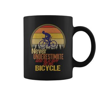 Never Underestimate An Old Guy On A Bicycle Vintage Outdoors Coffee Mug - Seseable