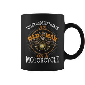 Never Underestimate An Old Guy On A Motorcycle Biker Gift Coffee Mug | Mazezy