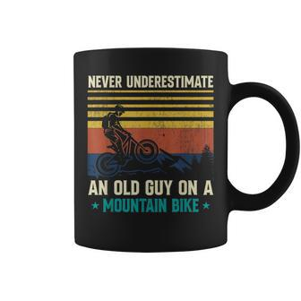 Never Underestimate An Old Guy On A Mountain Bike Mtb Coffee Mug - Seseable