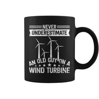 Never Underestimate An Old Guy On Wind Turbine Technician Coffee Mug | Mazezy