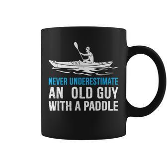 Never Underestimate An Old Guy With A Paddle Rowing Sports Gift For Mens Coffee Mug - Seseable