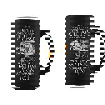 Never Underestimate An Old Lady Who Loves Camping July Coffee Mug - Seseable