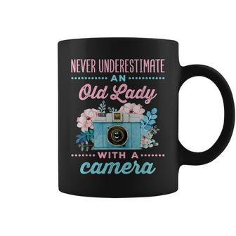 Never Underestimate An Old Lady With A Camera Photographer Coffee Mug | Mazezy
