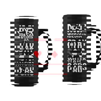 Never Underestimate An Old Lady With A Deck Of Cards Coffee Mug - Seseable