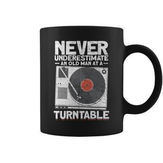 Never Underestimate An Old Man At A Turntable Cool Dj Coffee Mug - Seseable