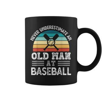 Never Underestimate An Old Man At Baseball Fathers Day Gift For Mens Coffee Mug | Mazezy