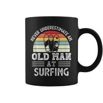 Never Underestimate An Old Man At Surfing Fathers Day Gift For Mens Coffee Mug - Seseable