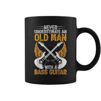 Never Underestimate An Old Man Bass Guitar Player Bassist Coffee Mug - Seseable