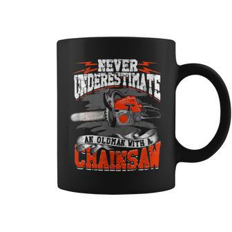 Never Underestimate An Old Man Chainsaw Logger Forestry Coffee Mug - Seseable