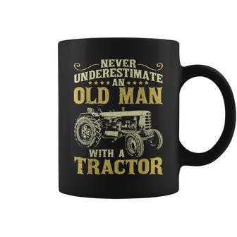 Never Underestimate An Old Man Funny Tractor Farmer Dad Gift For Mens Coffee Mug - Seseable