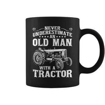 Never Underestimate An Old Man Funny Tractor Farmer Dad Gift For Mens Coffee Mug | Mazezy