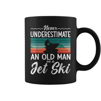 Never Underestimate An Old Man Jet Ski Jet Skiing Jetski Old Man Funny Gifts Coffee Mug | Mazezy