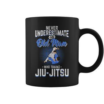 Never Underestimate An Old Man Jiu Jitsu Bjj Jiujitsu Coffee Mug - Seseable