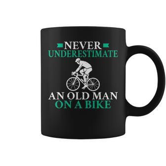 Never Underestimate An Old Man On A Bike Biking Bike Bicycle Coffee Mug - Seseable