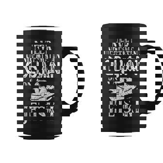 Never Underestimate An Old Man On A Jet Ski Gift Old Man Funny Gifts Coffee Mug | Mazezy