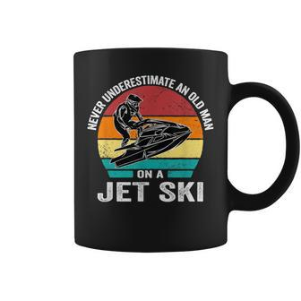 Never Underestimate An Old Man On A Jet Ski Vintage Jet Ski Old Man Funny Gifts Coffee Mug | Mazezy