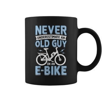 Never Underestimate An Old Man On An Ebike Electric Biking Coffee Mug - Seseable